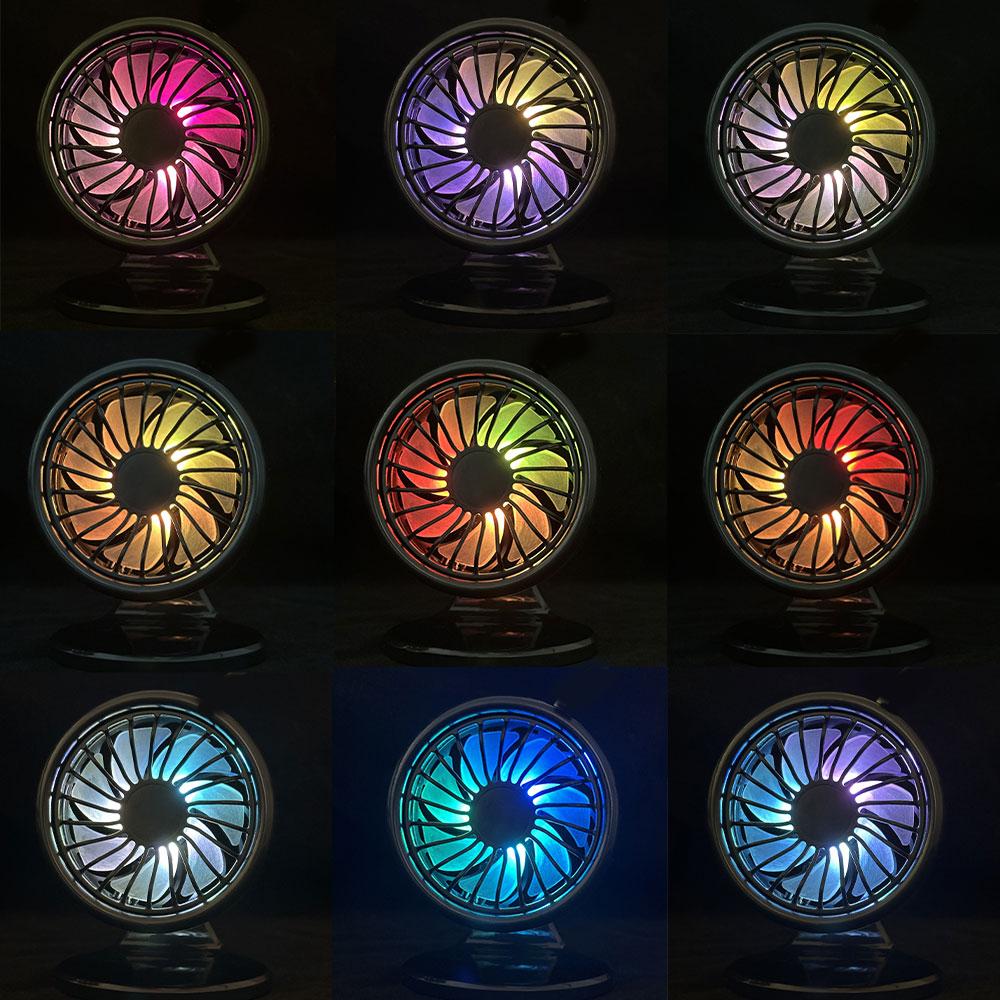 Summer Adjustable Air Fan Automotive Electric Neon Ambient Lights Fan Two Installation Methods USB Fan 3 Speeds Car Silent Fan