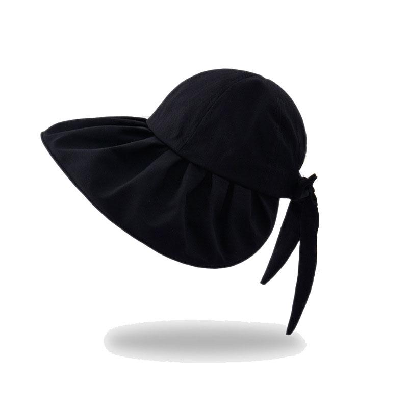 

Женские летние шляпы от солнца с защитой от ультрафиолета, модная панама с бантом для женщин, пляжные кепки с широкими полями, уличная панамская кепка с хвостиком