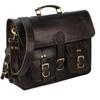 New Men Vintage Black Goat Leather Retro Satchel Laptop Messenger Briefcase Bag