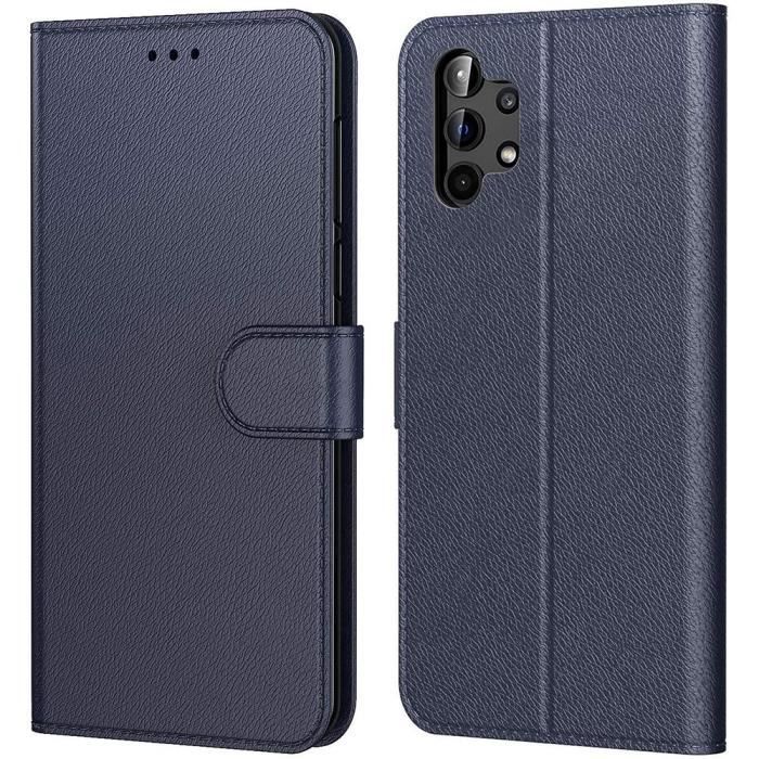 Coque de protection - BOOLING - pour Samsung Galaxy A32 5G - Bleu Marine - Anti Rayure - Anti Choc - Porte-Carte