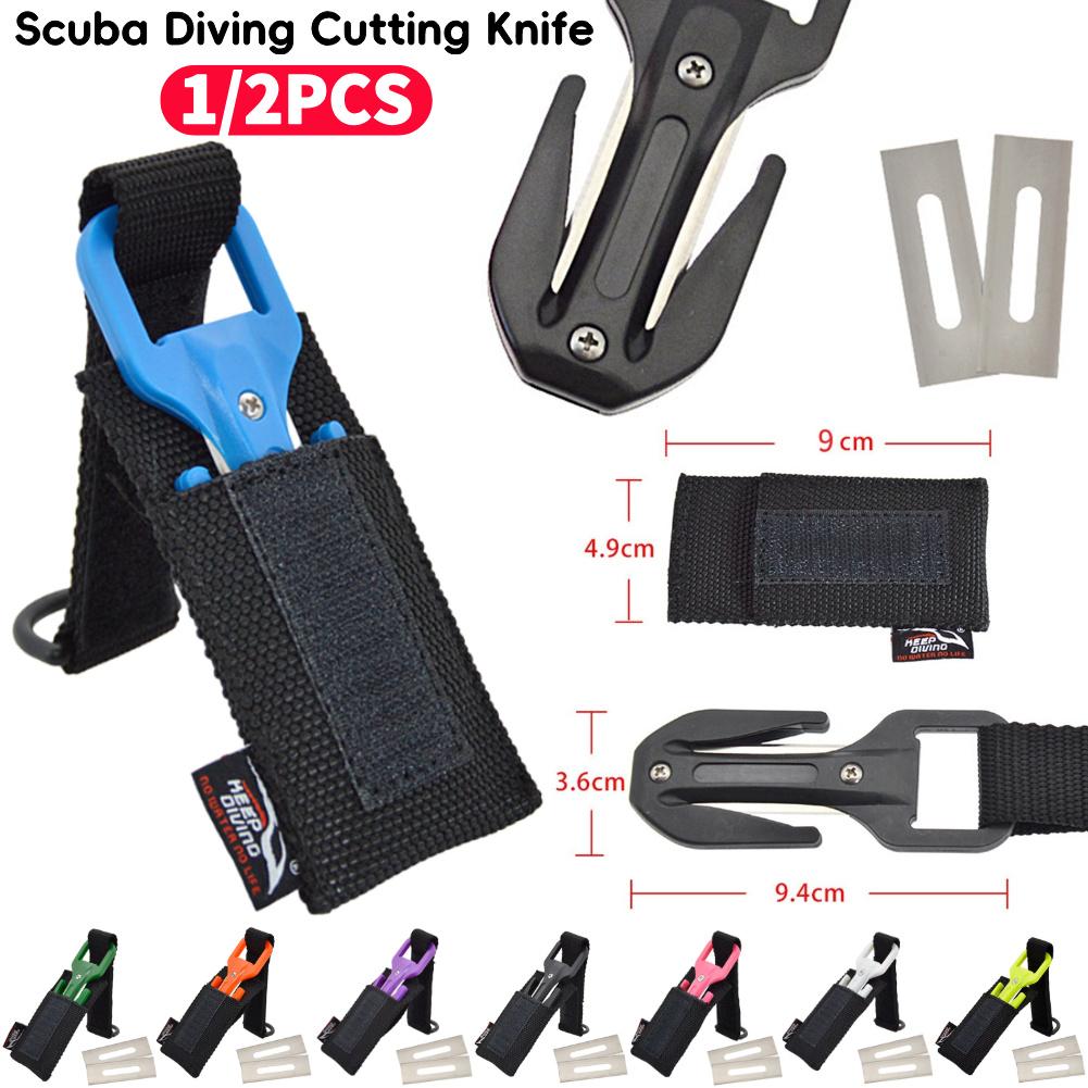 1/2 Pezzi Coltello Speciale da Taglio per Immersioni Subacquee 8 Colori Tagliafilo Coltello Subacqueo Attrezzatura Tagliente Sicurezza Emergenza Facile da Trasportare