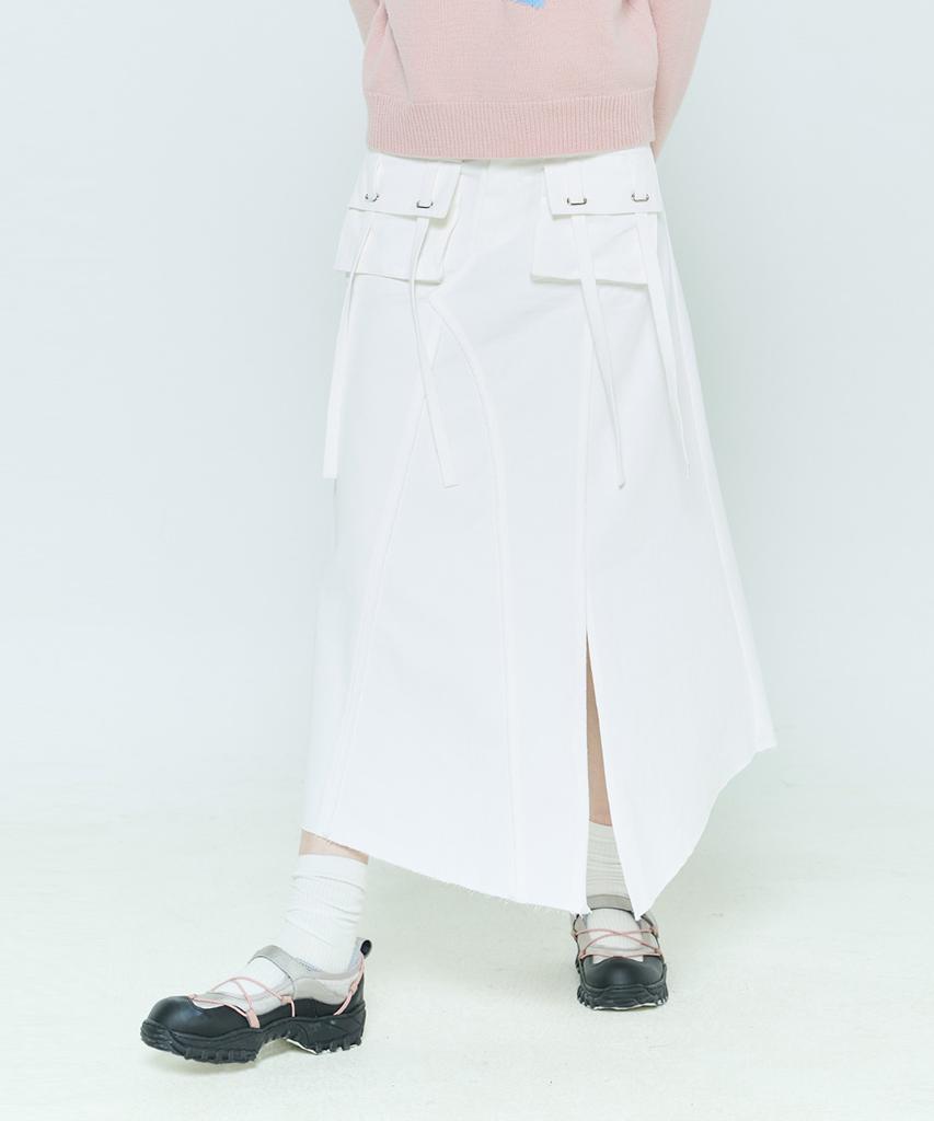 LARTIGENT L6 Pocket Slit Skirt(White)