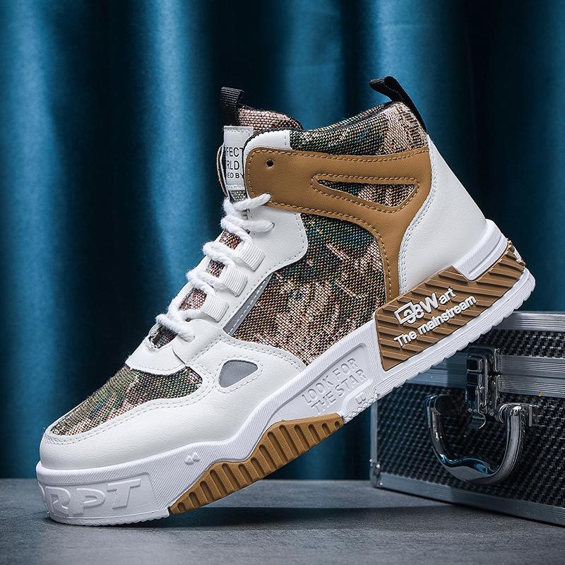 New Men's Shoes for Spring High Top Thick Soled Shoes for Men's Sports and Casual Shoes Fashionable Student Trendy Shoes