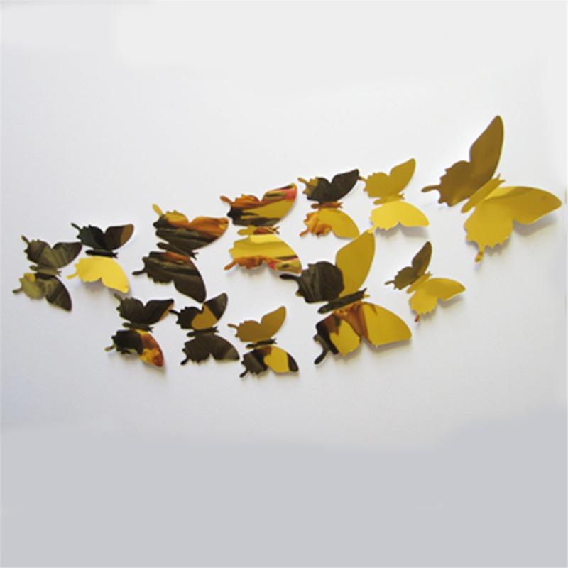 12Pcs/Set Creative Modern Style Butterfly Combination Decal 3D Mirror Acrylic Home Decor Diy Art Wall Stickers