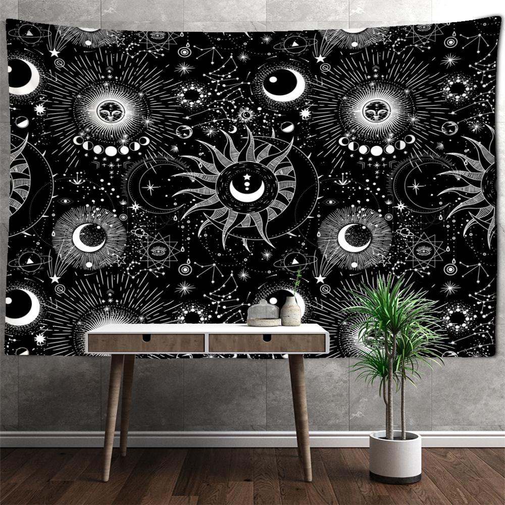 Sonne Tarot Wandteppich Hängen Mandala Schwarz Und Weiß Hexerei Science Fiction Bohemian TAPIZ Zimmer Home Decor