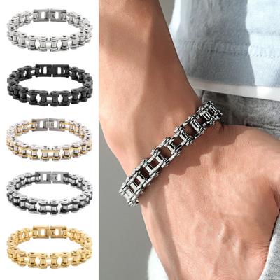 Unisex Armband Motorrad Kette Design Edelstahl Punk Hip-Hop Stil Glanz Glatt