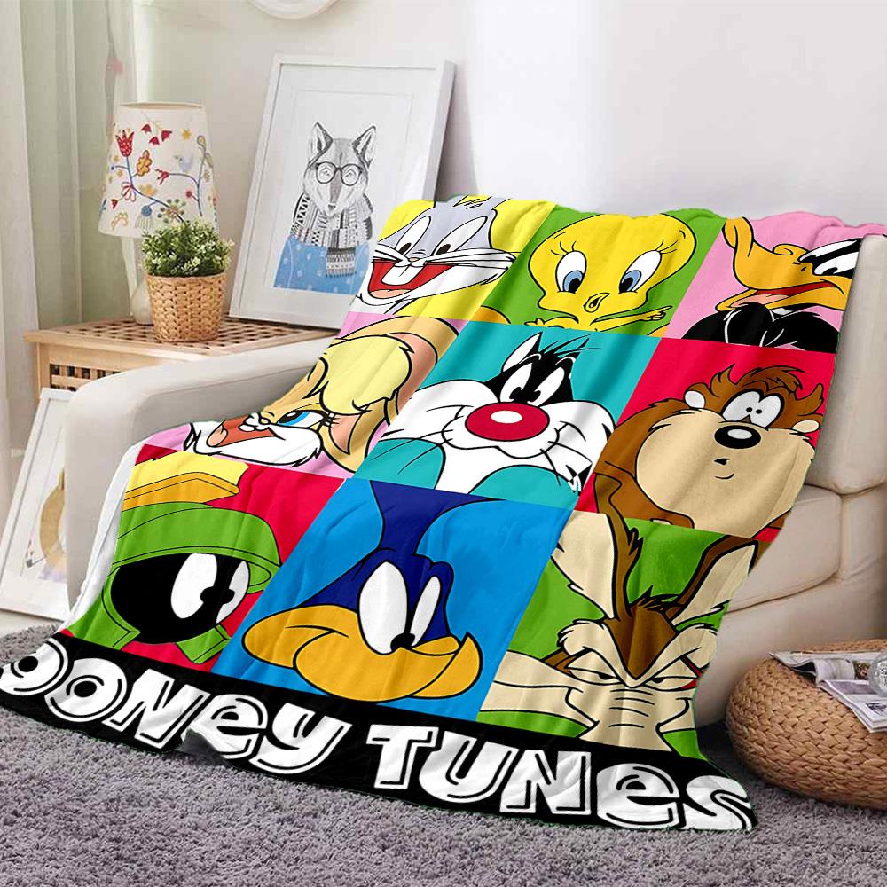 1pc Looney Tunes Flannel Throw Blanket Lightweight Soft Warm All Season Blanket for Sofa, Bed, Travel,L1029025