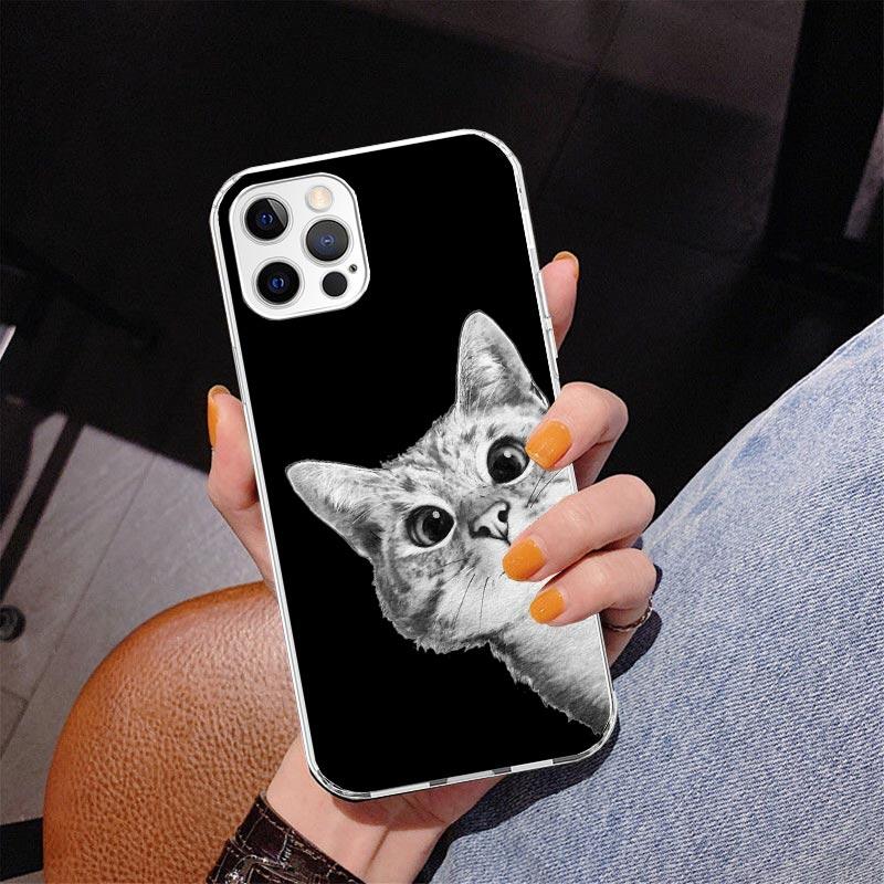Cat Cute Kitten Cartoon Phone Case For iPhone 17 Air 16 Pro Max 16E 15 + 14 Plus 11 12 13 Mini 7 8 SE Gift Print Cover Fundas 17