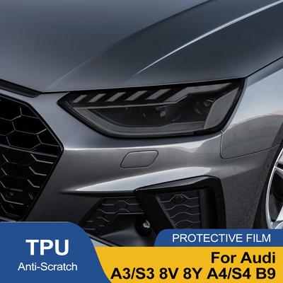 Für A3/S3 8V 8Y A4/S4 B9 Auto Scheinwerfer TPU PPF Schutzfolie Rauchschwarz Vorgeschnitten Vinyl Wrap Kratzfest Maßgeschneidert