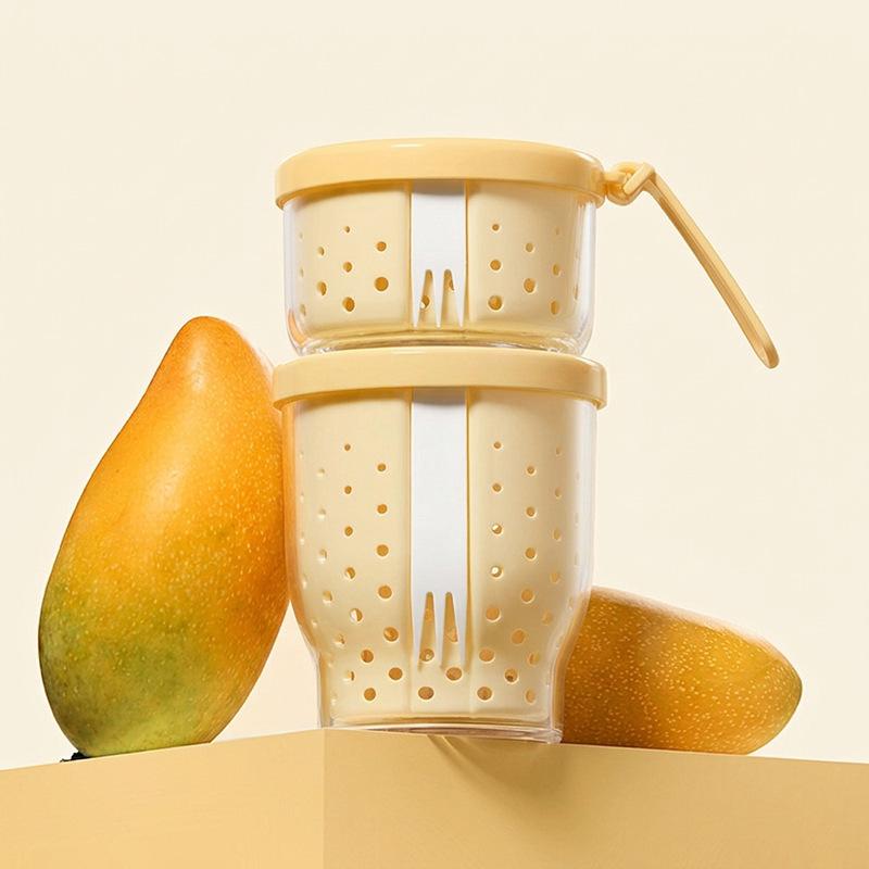 Xingyou Fruit Cup Portable Car Out with Fork Box Antibacterial Drainable Food Grade High Value Dust-proof Seal