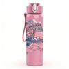1PC Blue Collage Art 750ml sports water bottle leakproof straw lid outdoor office home