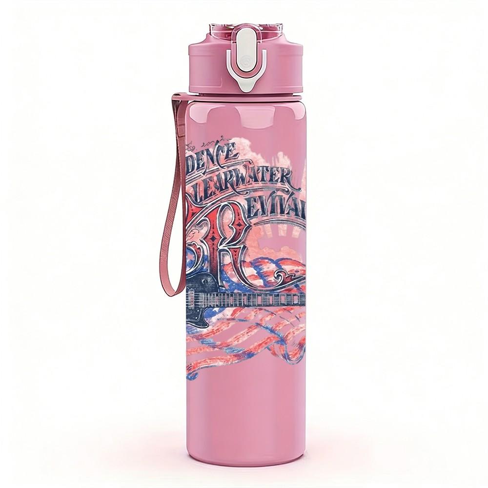 1PC Blue Collage Art 750ml sports water bottle leakproof straw lid outdoor office home