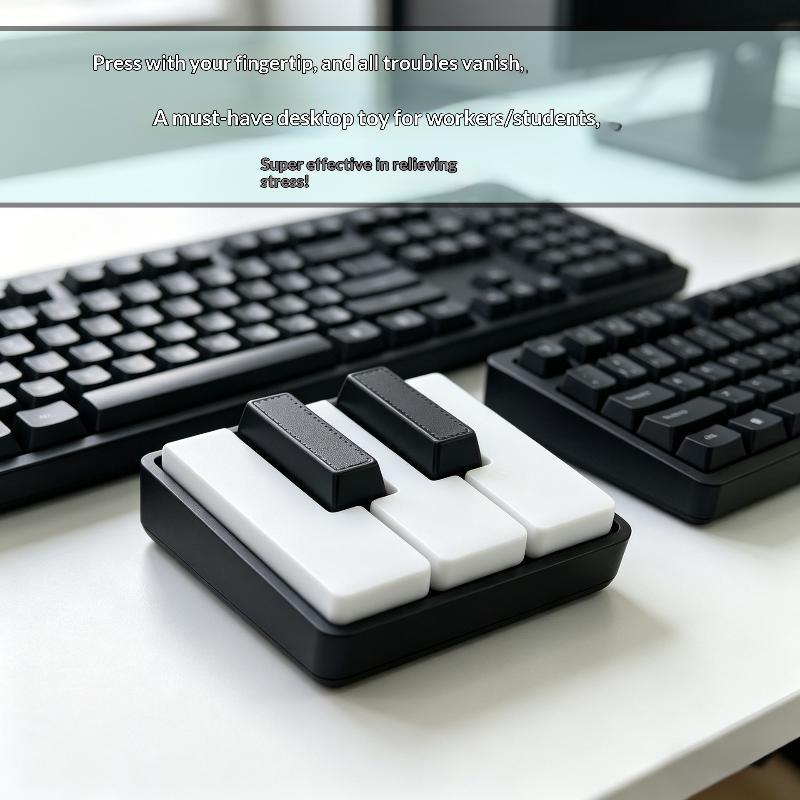 Fun Creative Mini Piano Key Fidget Toy 3D Printed Tactile Click Design Relax Fidget Stress Relief Pendant For Office Daily Carry