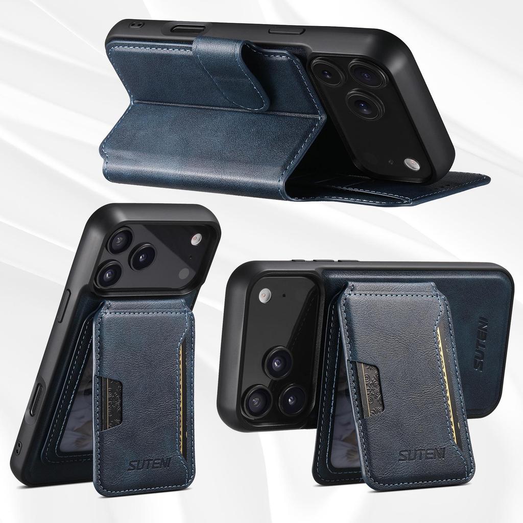 iPhone 17 Pro Flip Case: Card Slot, Magnetic, Wireless Charging Stand, Leather S25U