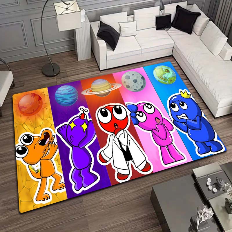 R Rainbows Friends Spielcharakter Druck Teppich rutschfest weich Boden Teppich Spielzimmer Schlafzimmer Geschenk Innen Wohnkultur