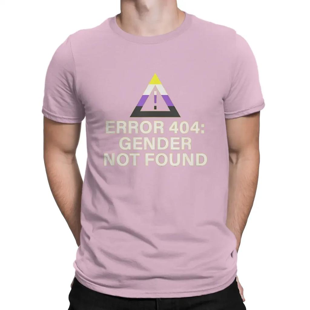 Gender Not Found Agender Non Binary Pride Awesome Cotton Tee Shirt Unisex TShirt Short Sleeve Error T Shirts Crewneck Clothes
