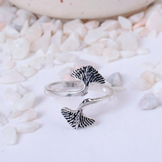 Exquisite Sterling Silver Ginkgo Biloba Leaf Wrap Ring | Adjustable Nature-Inspired Botanical Jewelry for Women & Girls | Boho Statement Piece