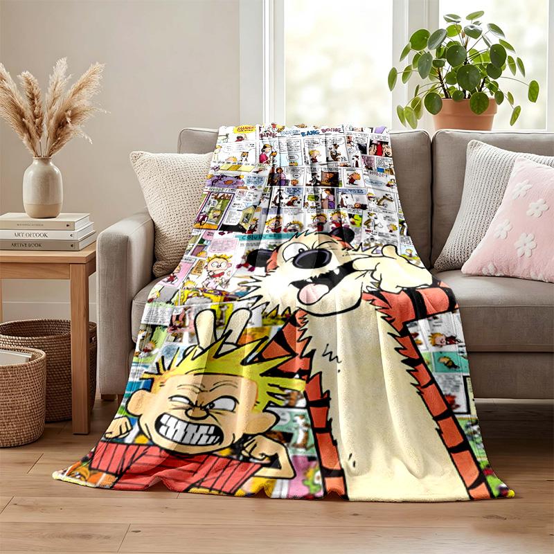 Coperta Calvin e Hobbes Coperta di Flanella Morbida Accogliente Peluche Coperta da Divano Letto Leggera Decorazione per la Casa