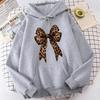 Bow Heart Love Leopard Print Hoodies Long Sleeve Funny Sweatshirts Streetwear Women's Casual Graphic Hooded Pullovers Clothes