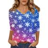 Women's T Shirt CHristmas Print 3/4 Sleeve Daily Weekend Fashion Basic V- Neck Regular Top