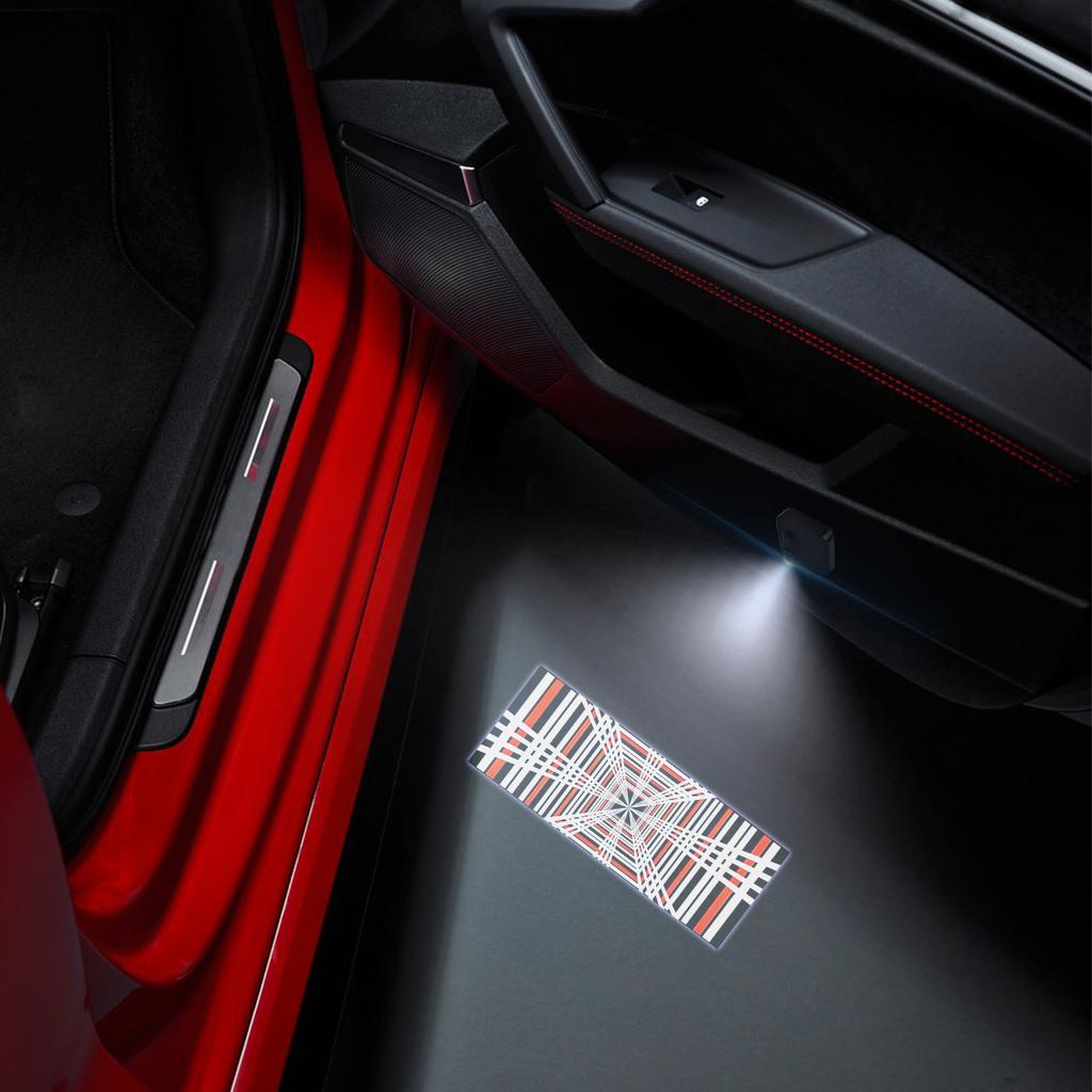 1/2PCS Plaid Performance Car Door Welcome Lights Laser Projector Logo Wireless Sensing For Tesla Model 3 Y X S Car Styling