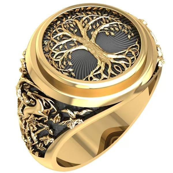 Vintage Geometric Hollow Tree Of Life Ring Unique Niche Design Personality Finger Band Fashion Jewelry Accessory
