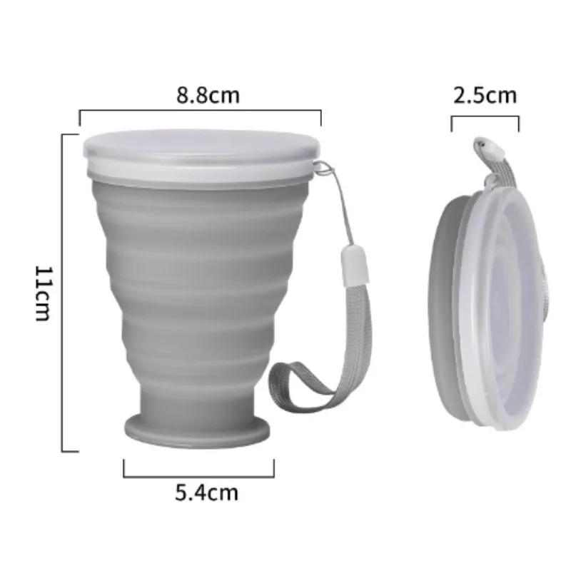 

1PC 300ml Silicone Folding Mug Portable Travel Outdoor Camping Sports Mug Foldable Coffee Mug Camping Cup Tea Cup Waterbottle сірий колір
