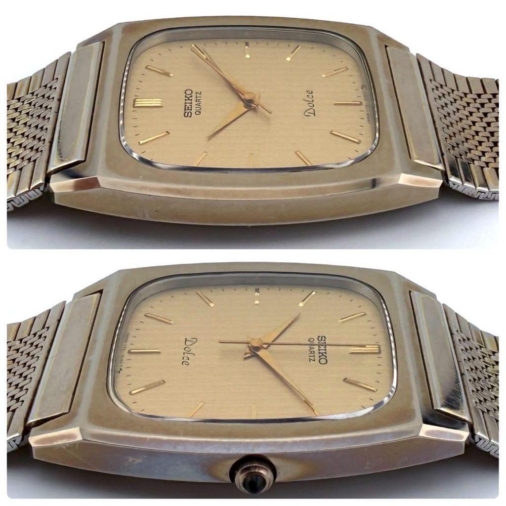SEIKO Dolce Quartz Gold Tungsten Carbide Case Bracelet Vintage Manufactured 1985 7731-5100