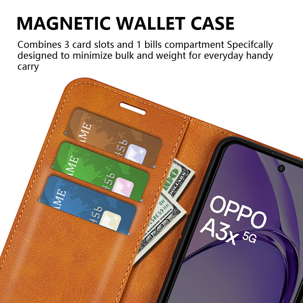 For Oppo A3x 5G/A3x 4G/A3 5G/A3 4G/A60 5G/A40 4G Stand Case Anti-Scratch Calf Texture Leather Phone Cover