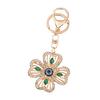 Keychain Pendant Rhinestones Inlaid Four-Leaf Clover Design Key Chain with Anti-Oxidation Lobster Clasp Decorative Backpacks Accessory