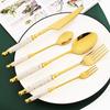 6pcs White Gold Dessert Vegetable Fruit Forks Stainless Steel Cutlery Ceramic Handle Dessert Cake Fork Dinnerware Set