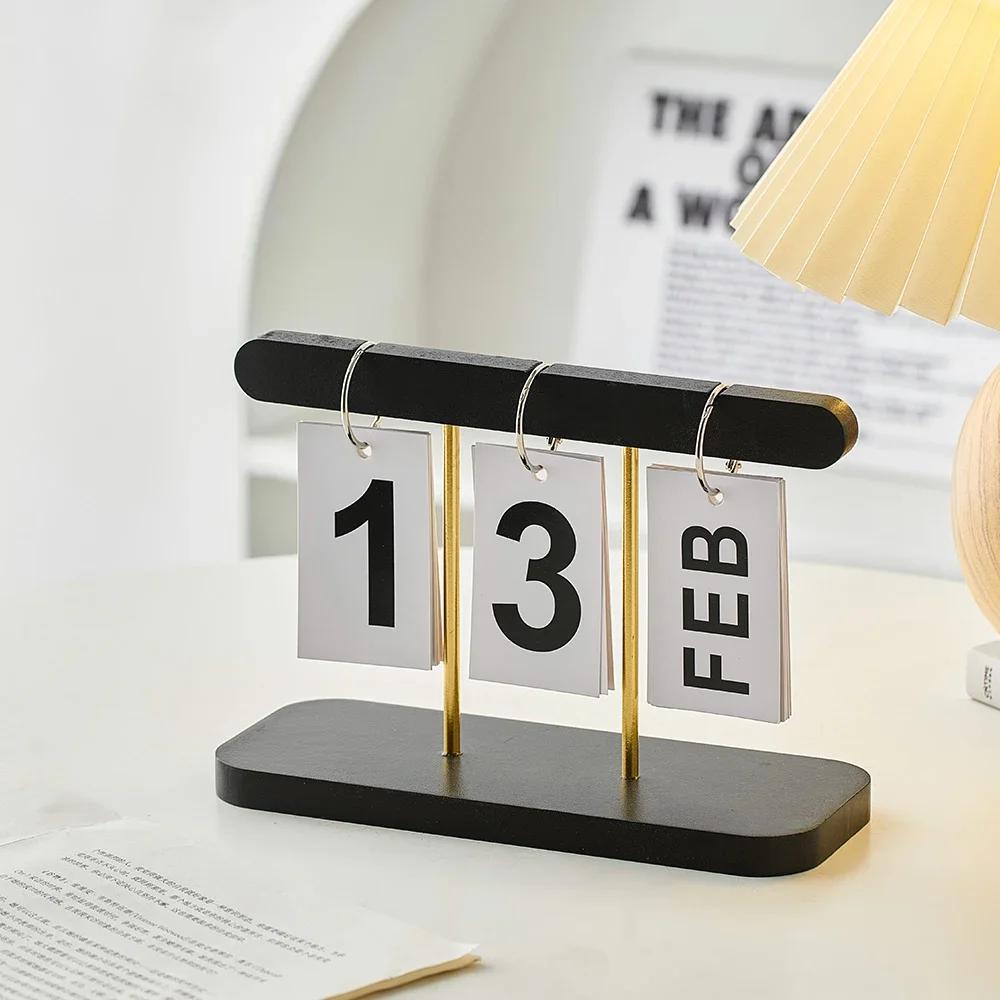 Simple Living Room Office Decoration Wooden Calendar Ornament Modern Desk Accessories Simple Home Decor Crafts Gift