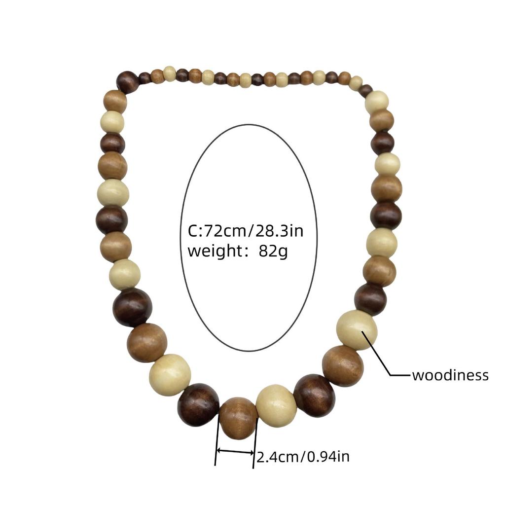 Bohemian Stijl Ronde Houten Kralen Pullover Ketting met Artistieke Retro Versieringen