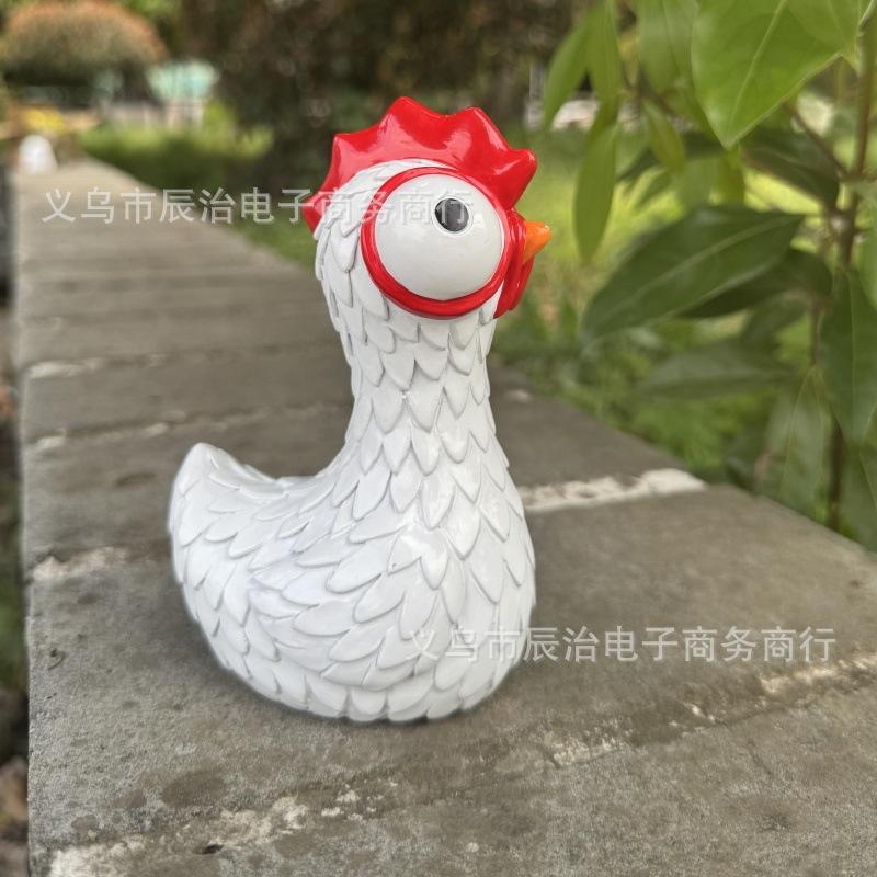 An Interesting Big-eyed Rooster Resin Statue Ornament Outdoor Courtyard, Home Statue Ornament
