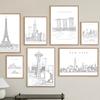 Paris Madrid New York Sydney Las Vegas Skyline Line Wall Art Prints Canvas Painting Nordic Poster Decor Pictures For Living Room