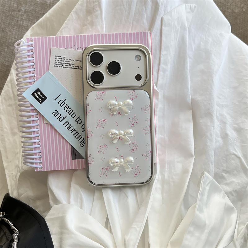 Electroplated Floral Bow iPhone 14/13 Pro Max Anti-Fall Case