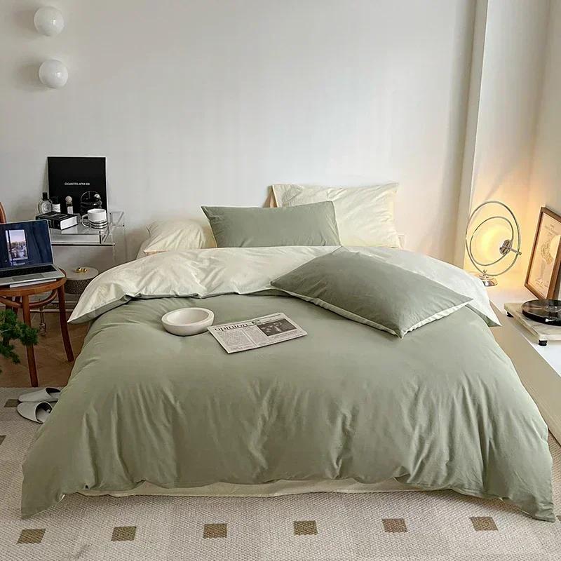 3pcs Skin Friendly 100% Cotton Duvet Cover Set Soft Comfortable Bed Sets Customizable Sizes Solid Color Comforter Cover No Sheet