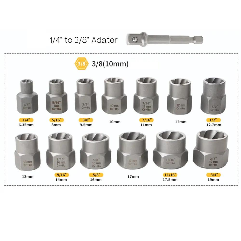 14 Pcs Impact Bolt & Nut Remover Set Steel Bolt Extractor Tool Set with Solid Storage Case for Industrial