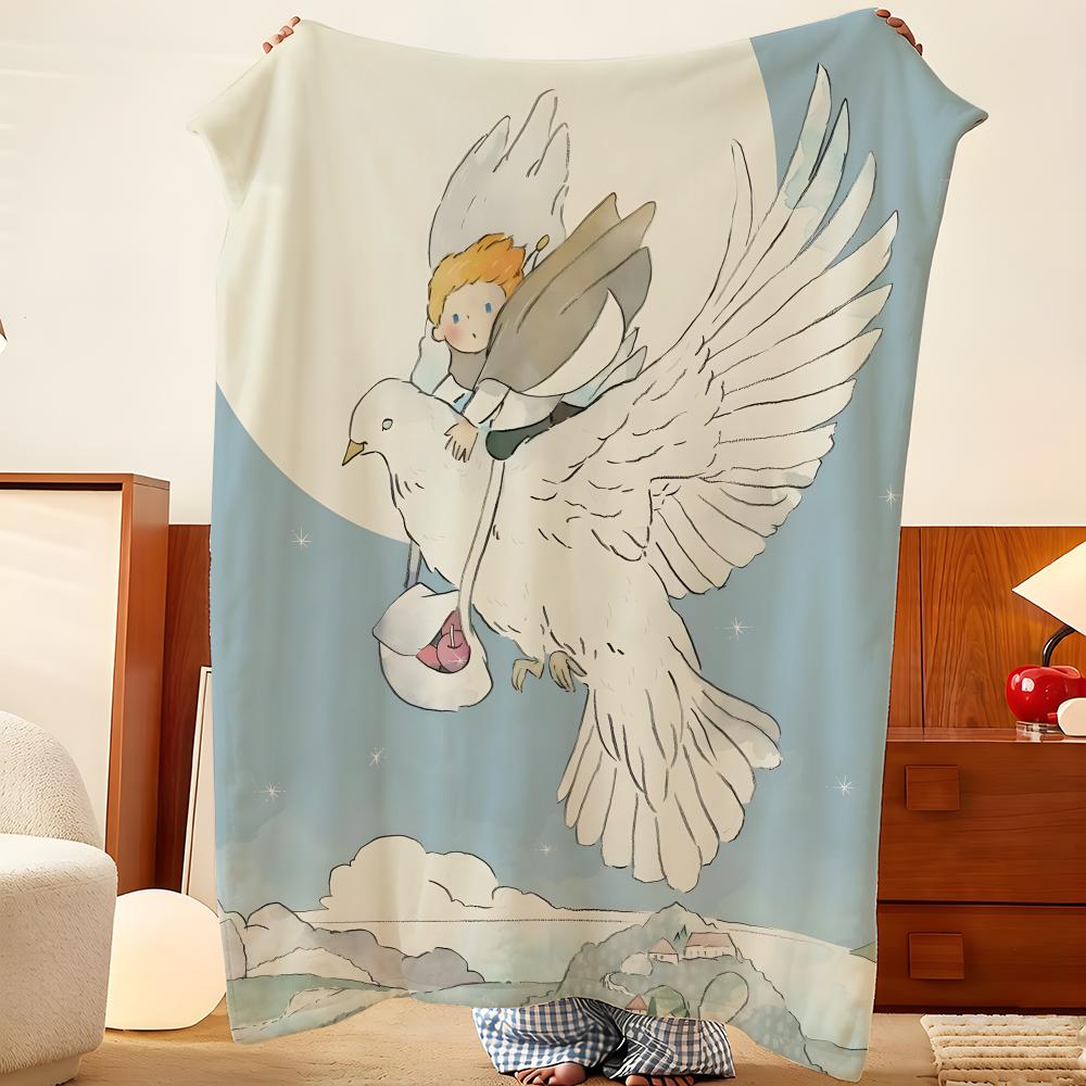 Artist Y-Yoshitomo Throw Flannel Throw Blanket, Lightweight Cozy, Durable Washable Cute Cool