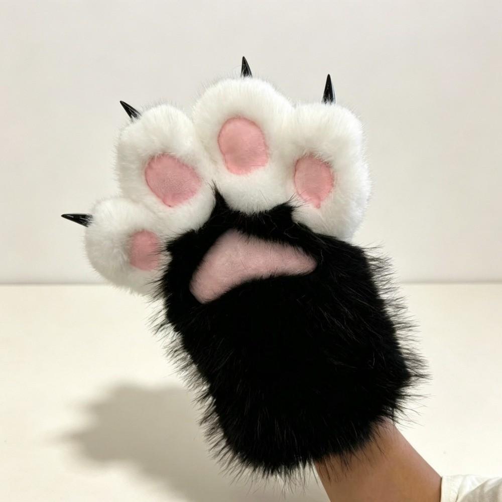 Furry Cosplay Costume Gloves Thicken Plush Cat Paw Gloves Novelty Beast Claw Glove Party
