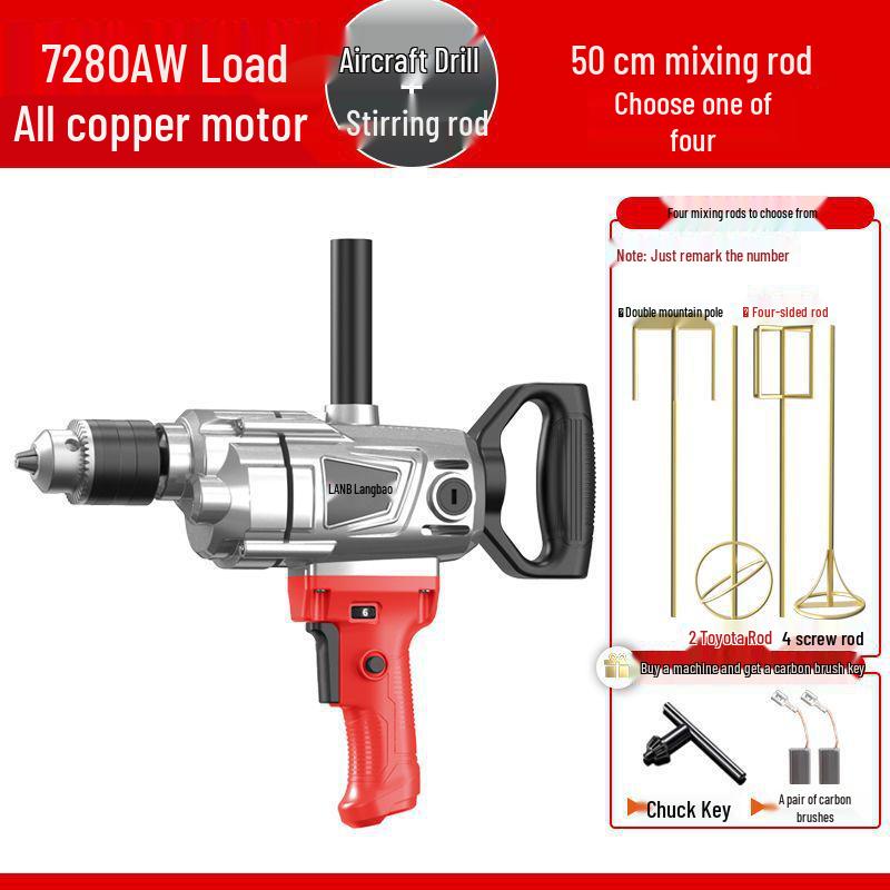 High-Power Electric Mixer for Paint, Putty, Cement, and Mortar