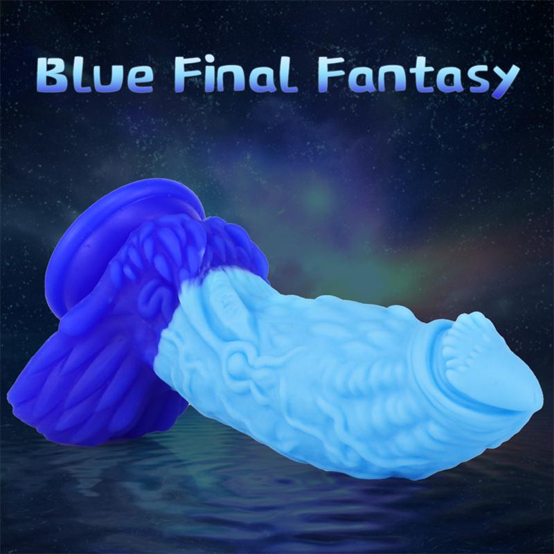 Blue Tyrant Mixed Color Liquid Silicone Big Penis Simulation Fake Penis Female Masturbation Device Anal Plug Adult Products