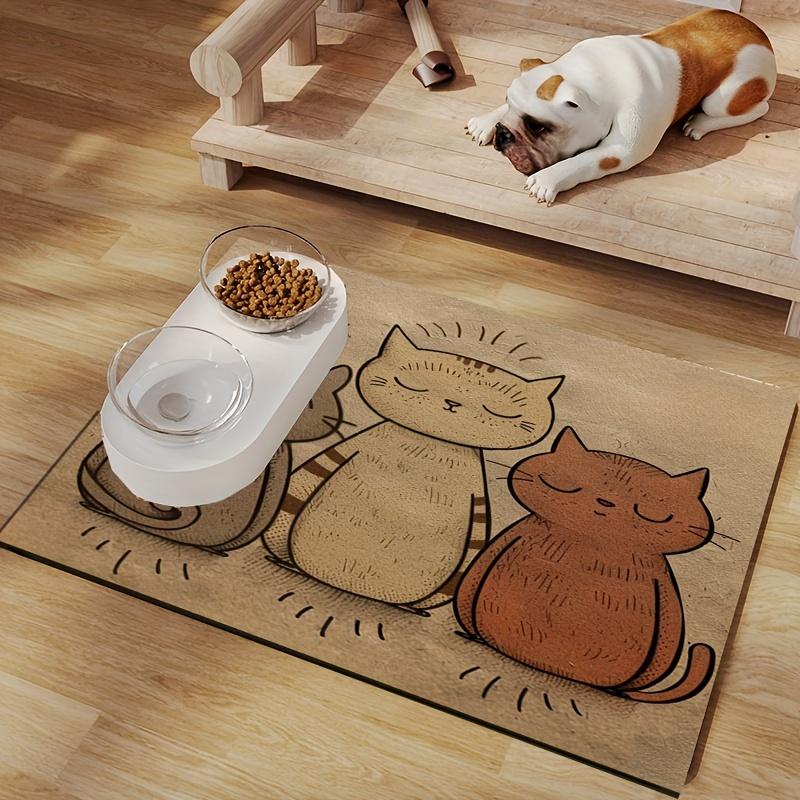 1Pcs Cute Cat Feeding Mat Waterproof Spill-Resistant Pet Food Bowl Placemat Easy Clean Tabby Design Indoor Pet Accessories