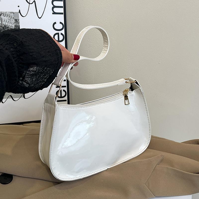 Women's Patent Leather Handbag Versatile Fashion Shoulder Casual Commuting Bags Girl Brand Designer Zipper Handbag