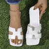 New square-headed open-toed versatile non-slip simple one-word slippers flat-bottomed fashionable beach slippers women