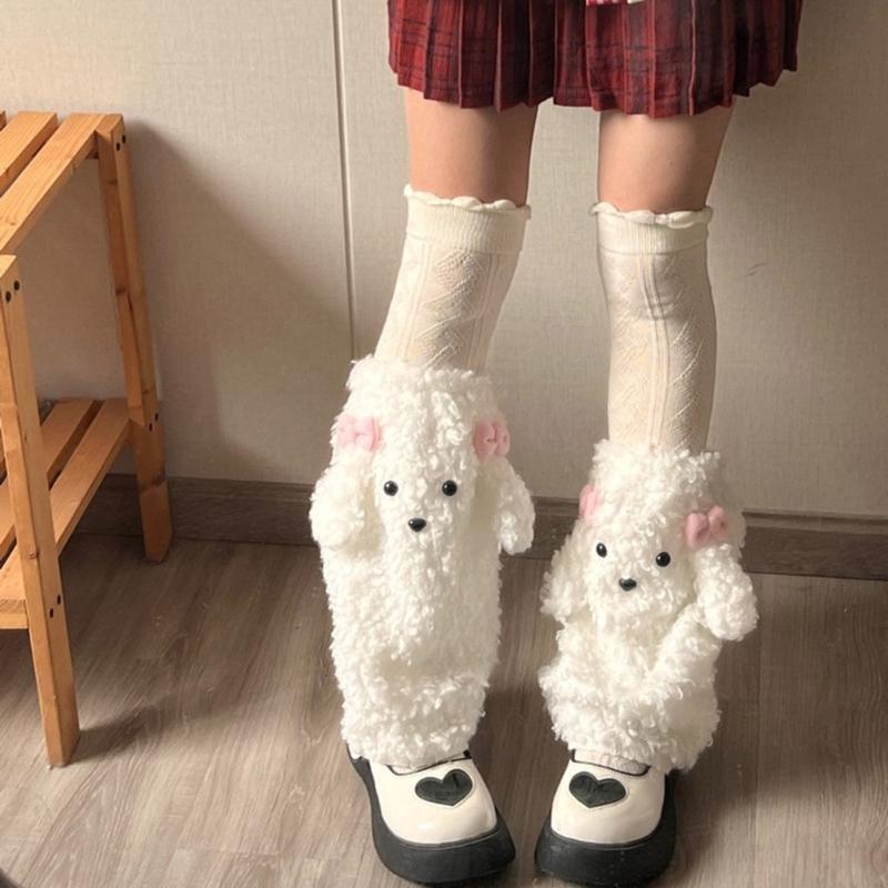 Adorable Puppy Leg Warmers Comfortable Acrylic Socks Nonslip Design for House Use Stylish Casual Wear Winter Accessories