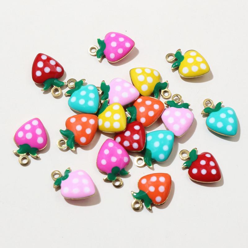 20pcsStainless Steel Enamel Strawberry Charms Pendant 11x8mm Fruit for Earrings Necklace Bracelet DIY Jewelry Accessories