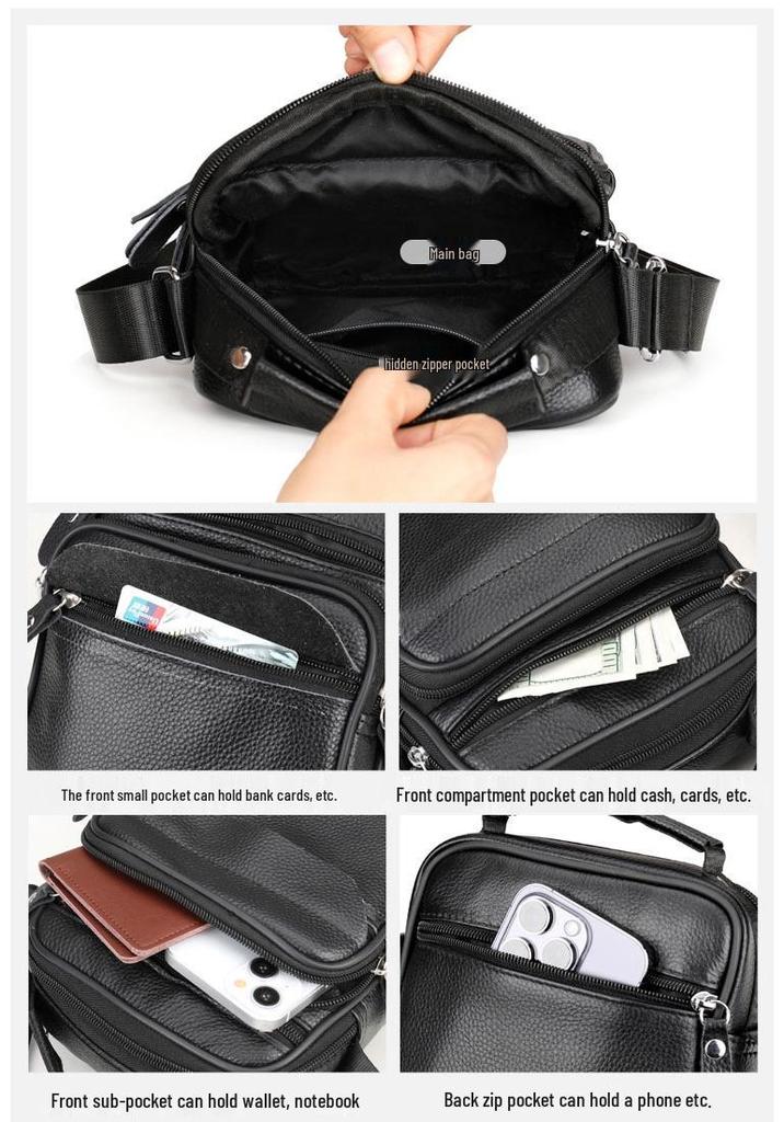 Genuine Leather Men's Single Shoulder Bag - 2025 Fashion Crossbody with High-End Cowhide Feel