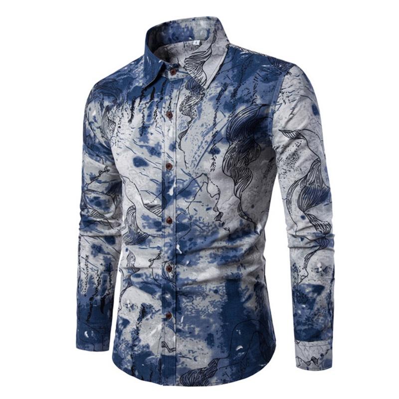Fashion Mens Summer Casual Dress Shirt With Vibrant Floral Design And Comfortable Cotton Blended Fabric