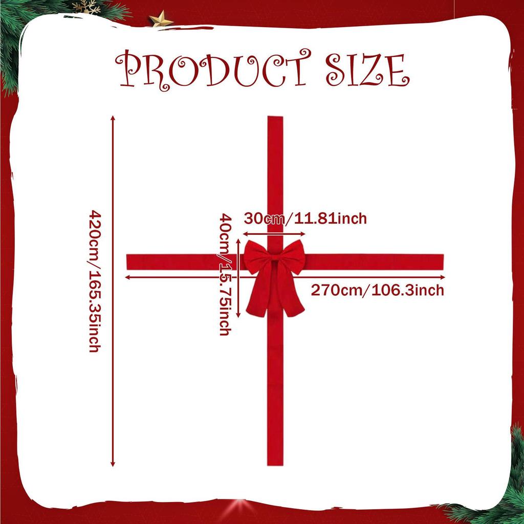 Cabinet Door Ribbon Bow Xmas Tree Red Ornament Decorative Festival Wrapping Decorations Front